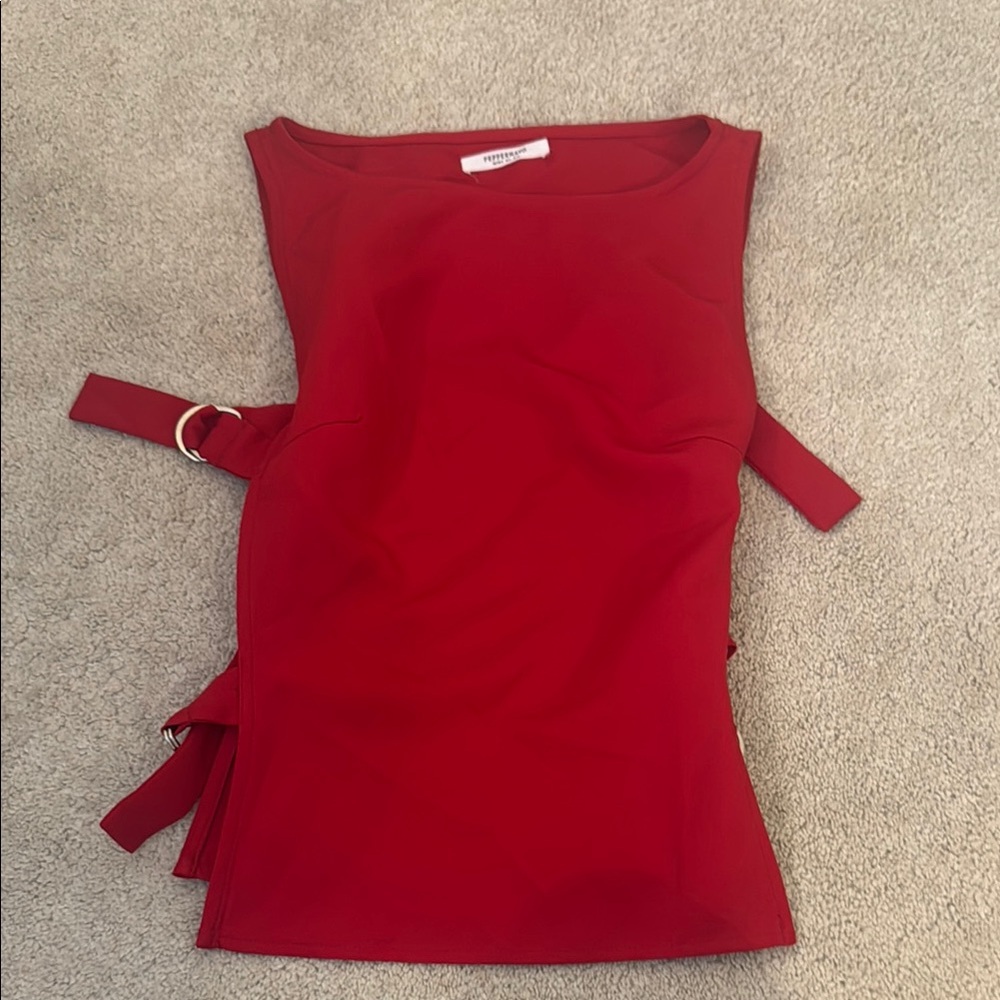 Red Sleeveless Top PepperMayo Open Side